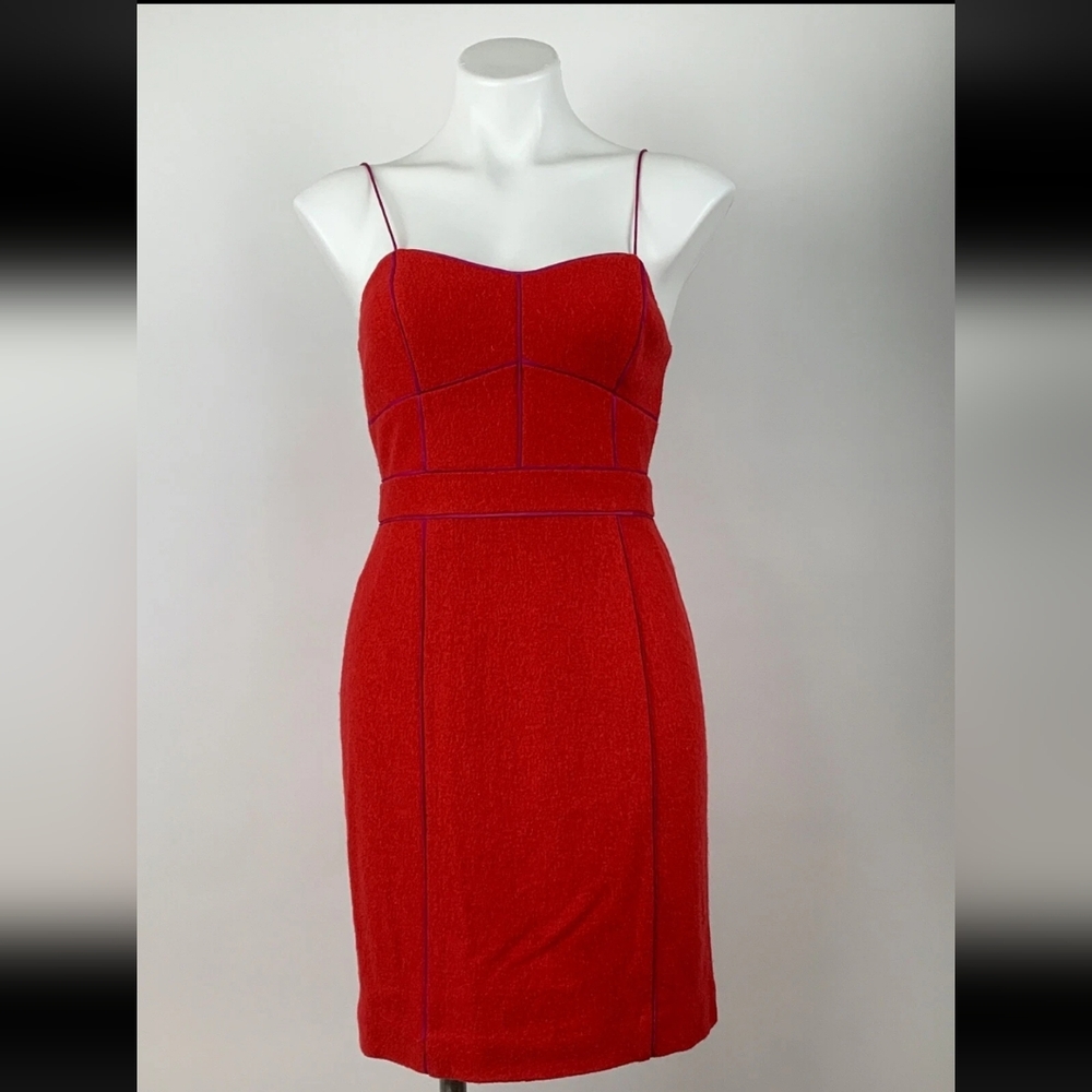 Banana Republic Red Wool Purple Seamed Sheath Dress